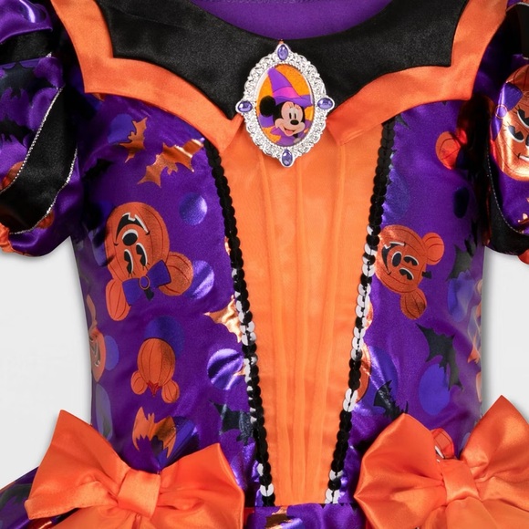 NEW Disney Dress Minnie Mouse Halloween Bow purple orange metallic bats black 7 - Picture 2 of 7